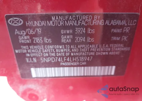 2020 Hyundai Elantra Se из США, поврежденный, VIN 5NPD74LF4LH518947